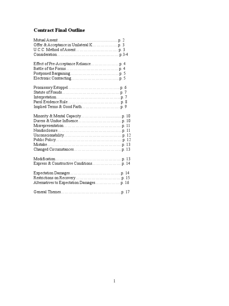 Law School - Contracts Notes | PDF | Offer And Acceptance | Contractual ...