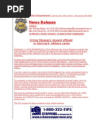 News Release: Crime Stoppers Reward Offered in Backyard Robbery Cases