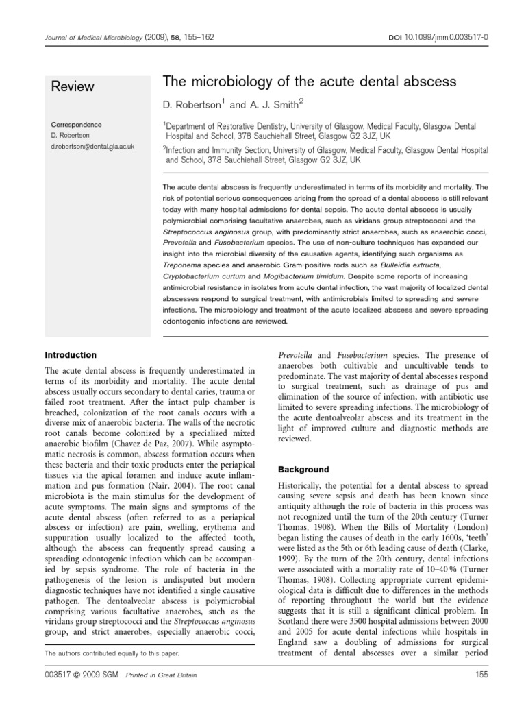 The Microbiology of The Acute Dental Abscess PDF Antimicrobial