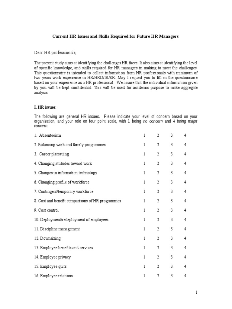 Current HR Issues and Skills Required For Future HR Managers | PDF ...