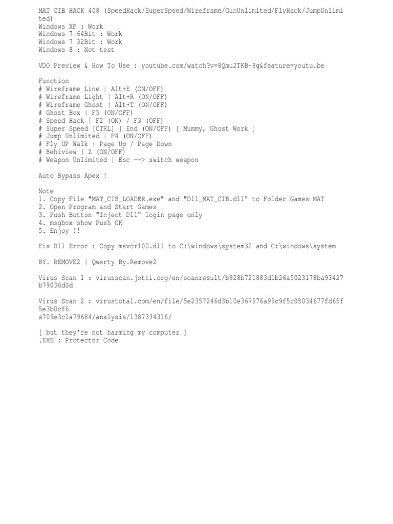 MAT CIB Hack Tool Instructions | PDF