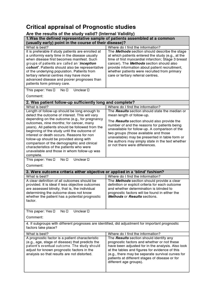 Cebm Prognosis Worksheet PDF | PDF | Prognosis | Evidence Based Medicine