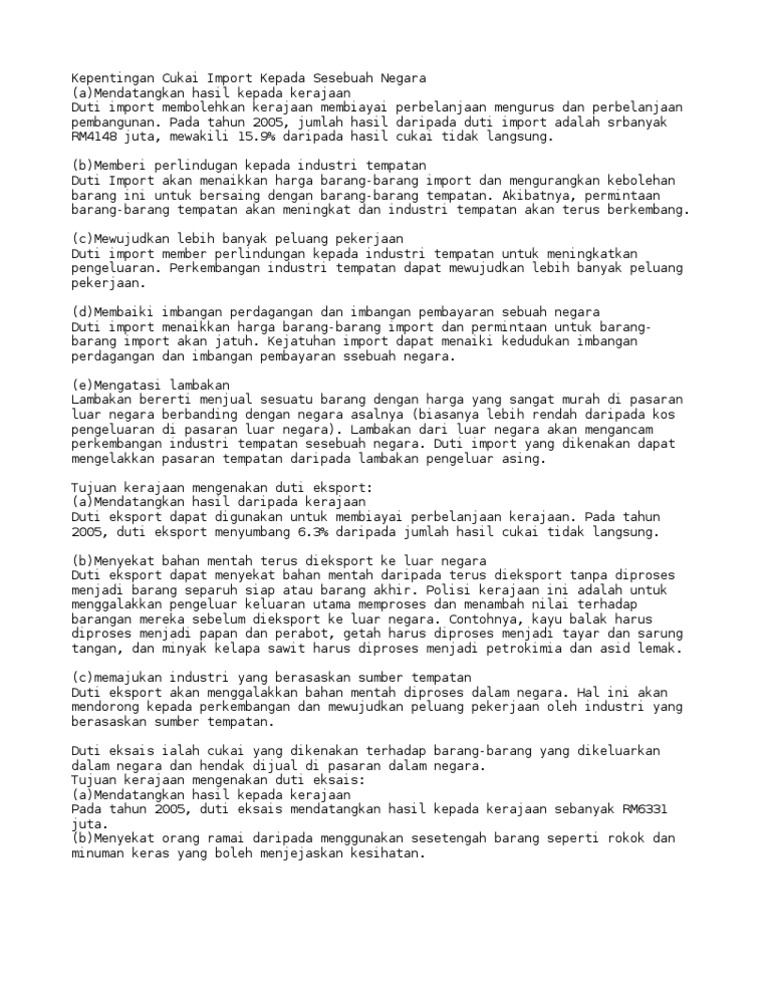 Kepentingan Cukai Import Kepada Negara Pdf