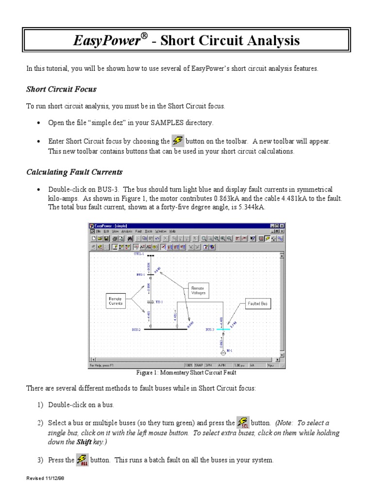 ShortCircuit Analysis Easypower PDF Dialog Box Double Click