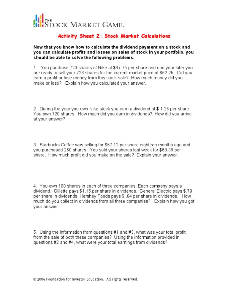 Activity Two What Is Stock Pdf Stocks Dividend