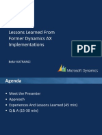 Lessons Learned From Former Dyanmics AX Implementations