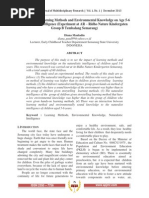 Download The Effects of Learning Methods and Environmental Knowledge on Age 5-6 Naturalistic Intelligence Experiment at AR  Ridho Nature Kindergaten Group B Tembalang Semarang by Asia Pacific Journal of Multidisciplinary Research SN196137244 doc pdf