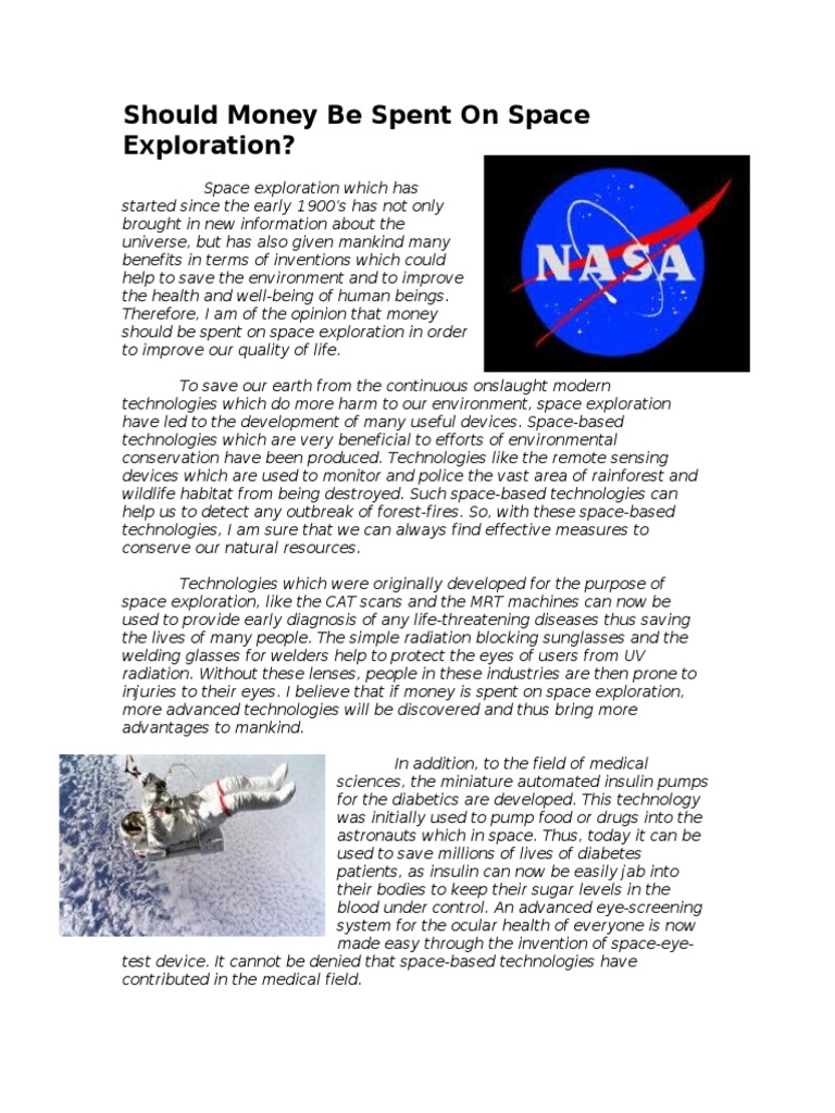 Argumentative Essay | PDF | Space Exploration | Outer Space