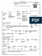 Power Grid Corporation of India Limited: Resume For The Post of Field Engineer (Electrical)