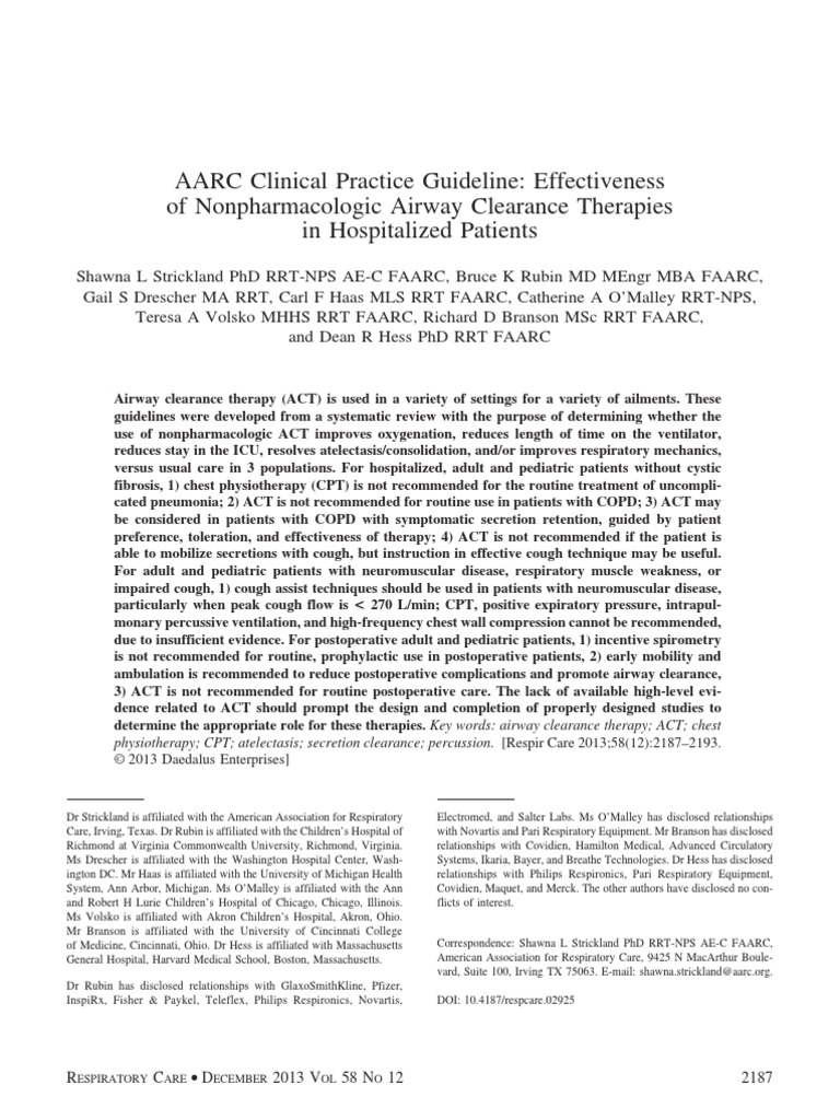 AARC Clinical Practice Guideline | PDF | Chronic Obstructive Pulmonary ...