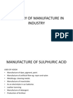 Summary of Manufacture in Industry, Sulphuric Acid