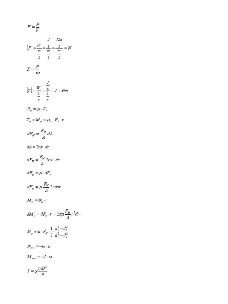 Mathematical Formulas for Dynamics | PDF