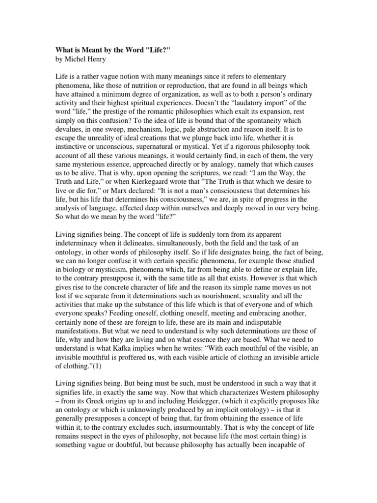 Henry, What Is Meant by The Word Life | PDF