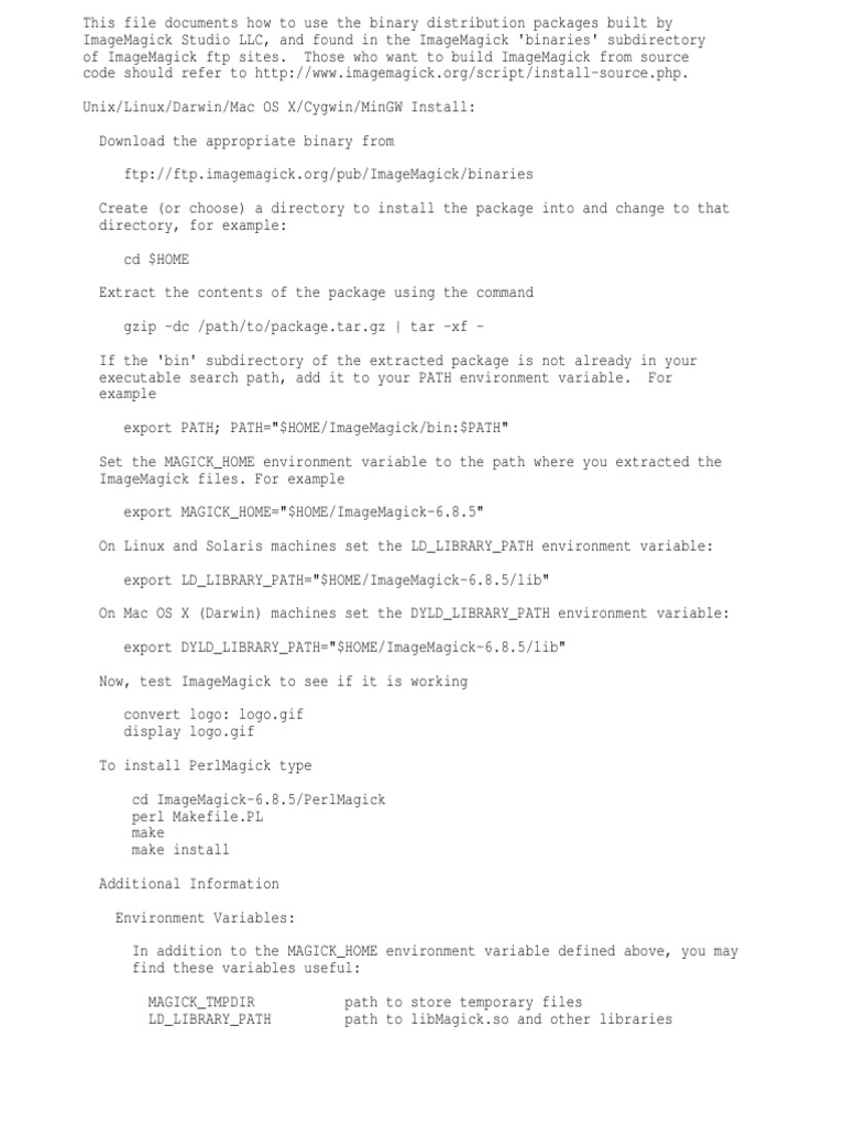 ImageMagick Binary Install Guide | PDF | Command Line Interface ...