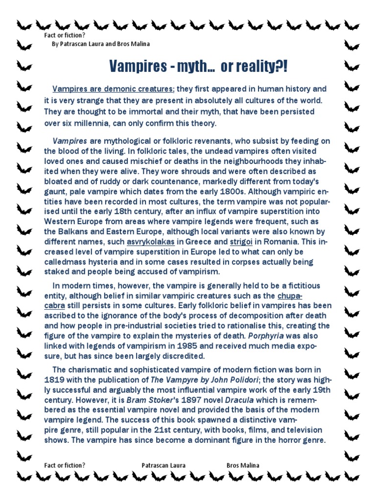 Vampires - Myth or Reality?!: Fact or Fiction? by Patrascan Laura and ...