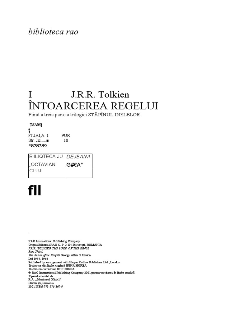 Intoarcerea Regelui Film 2024 Tolkien - Intoarcerea Regelui | PDF
