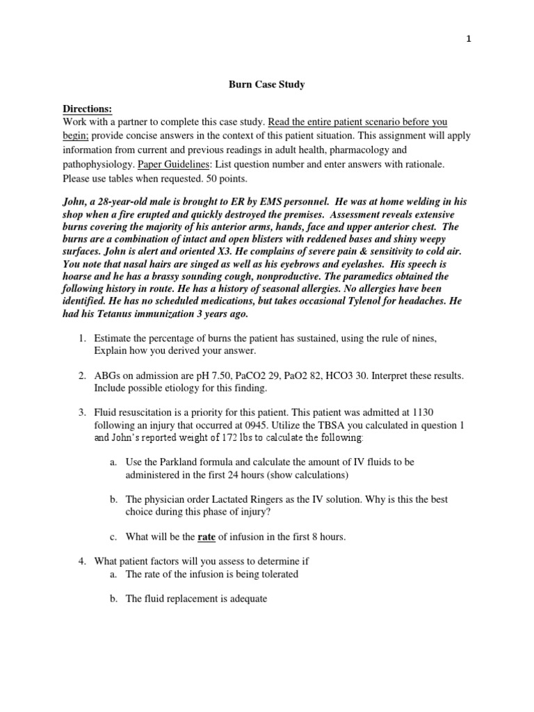 Burn Case Study PDF Burn Wound