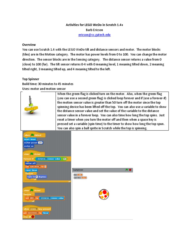 WeDo 2.0 Scratch Activities Guide | PDF