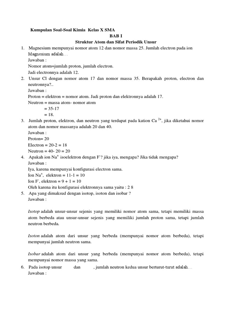 Contoh Soal Kimia Smk Kelas 10 - Soal Kelasmu