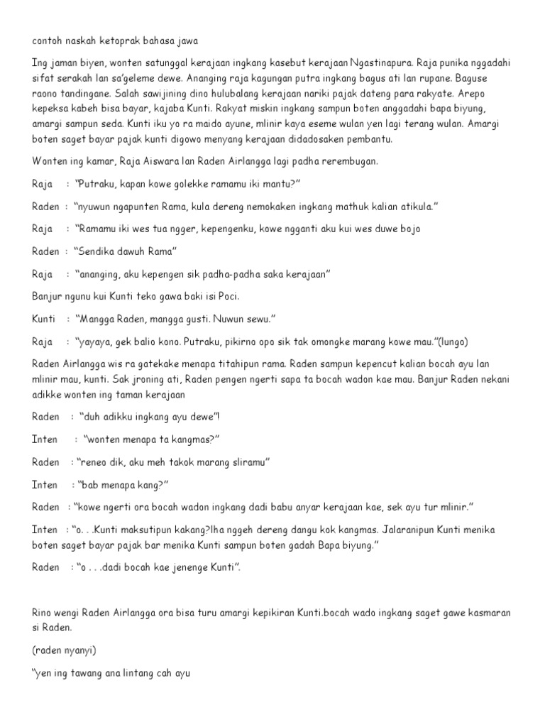 Contoh Naskah Ketoprak Bahasa Jawa | PDF