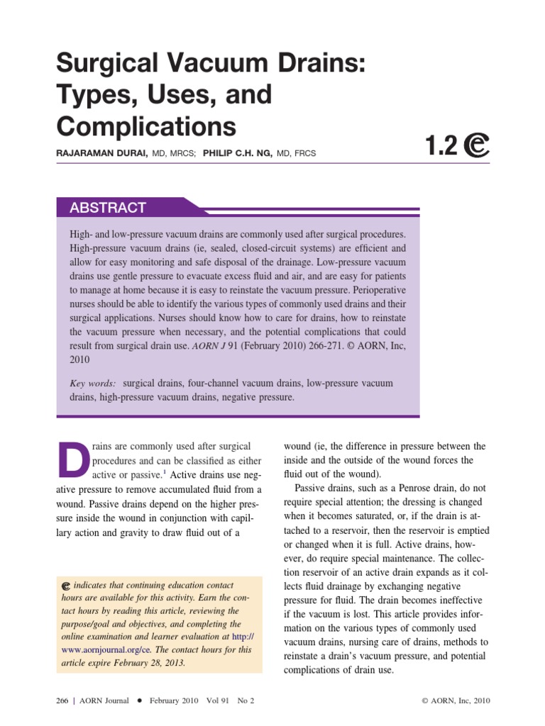 Surgical Vacuum Drain PDF Surgery Thrombosis