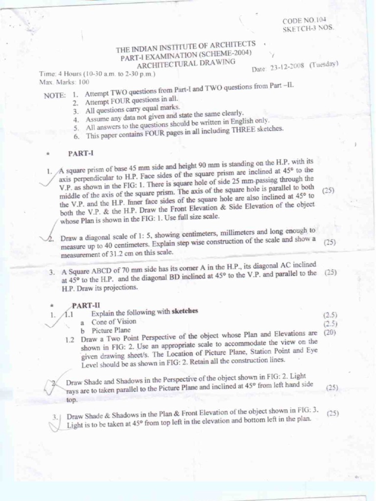 Architectural Drawing Question Paper-2009June Indian Institute of ...
