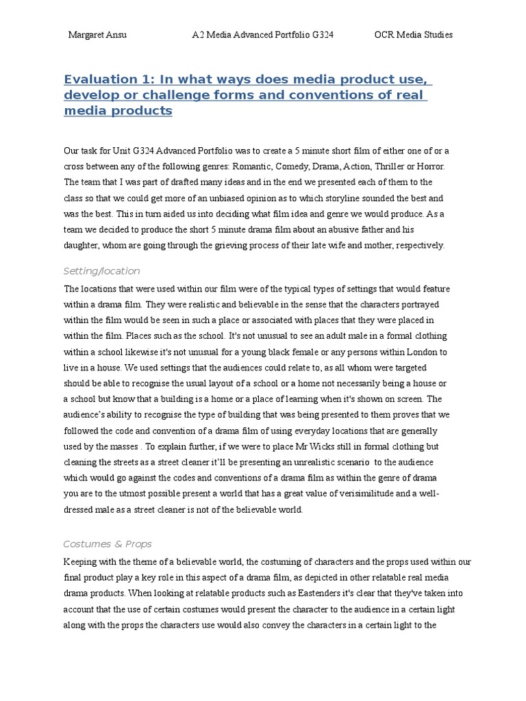 Evaluation Question 1 | PDF