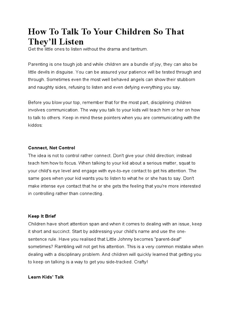 Effective Communication with Kids | PDF | Parenting | Relationships