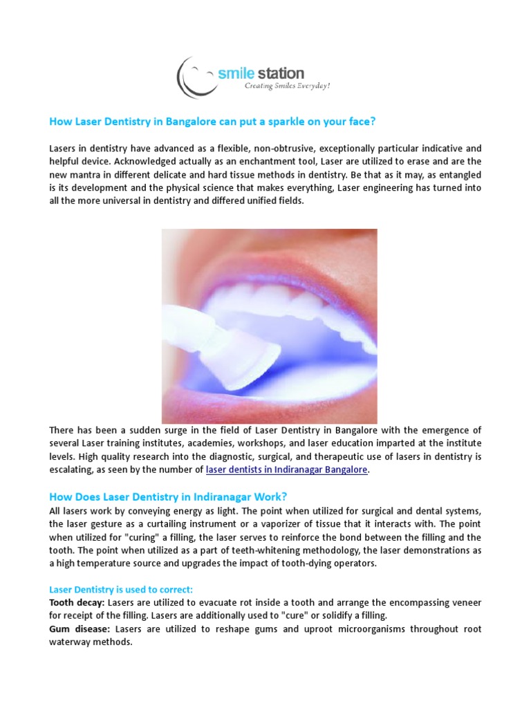 How Laser Dentistry in Bangalore Can Put A Sparkle On Your Face PDF Dentistry Dentistry