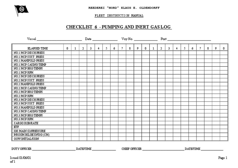 Inert Gas Pumping Log Checklist | PDF | Business | Technology & Engineering