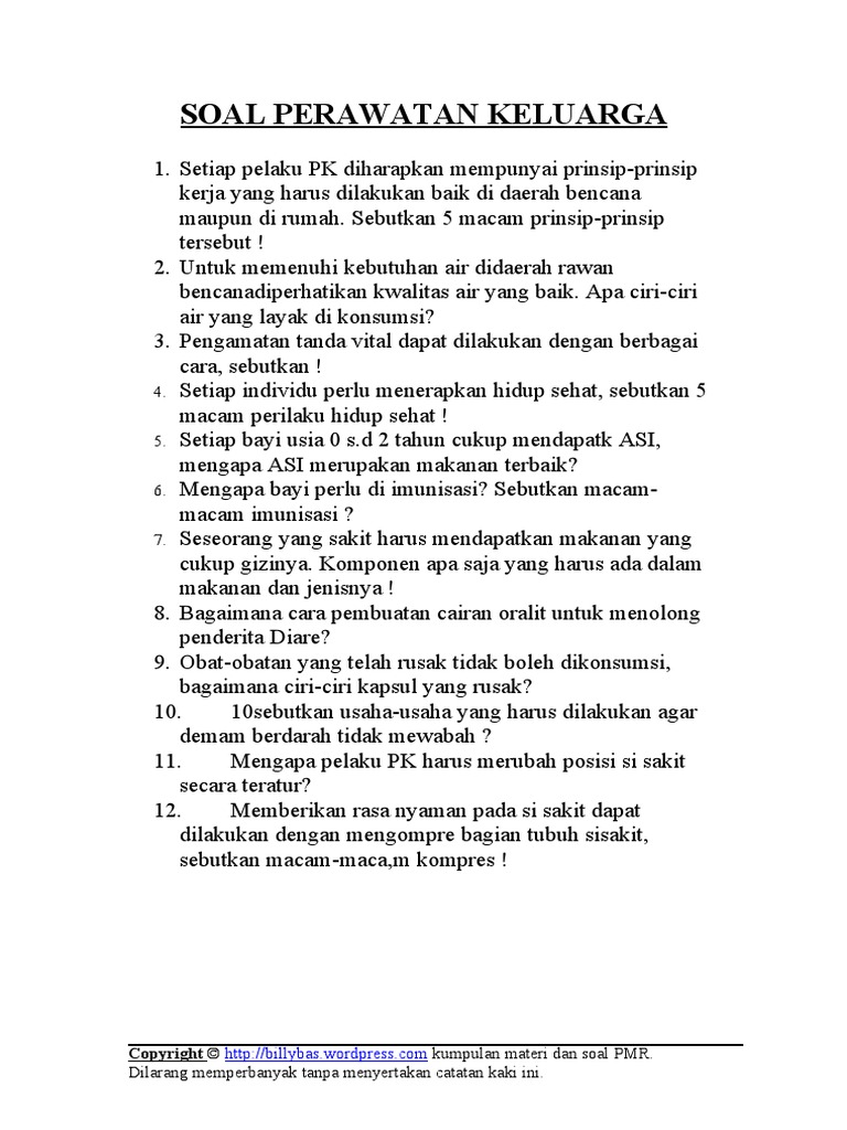 Soal Perawatan Keluarga
