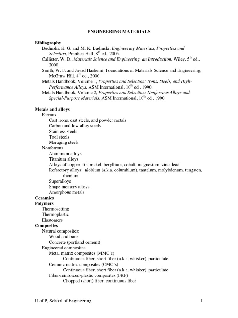 Selection, Prentice-Hall, 8: Engineering Materials Bibliography | PDF