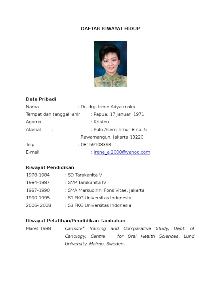 CV DR.drg.Irene Adyatmaka