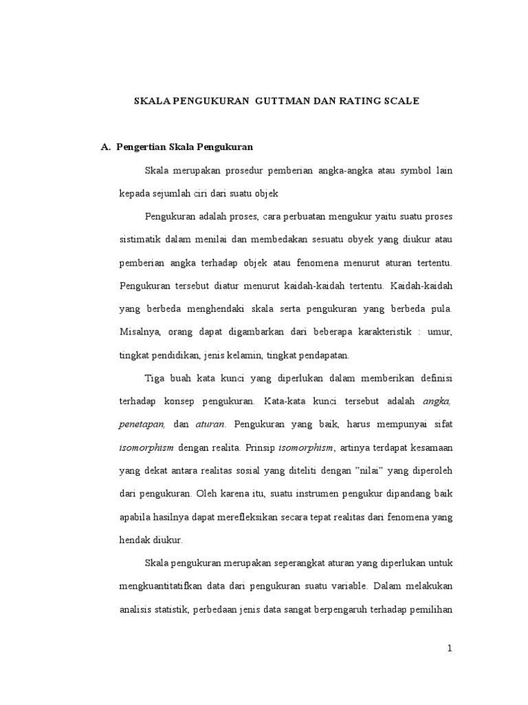 Skala Guttman dan Rating Scale dalam Penelitian | PDF