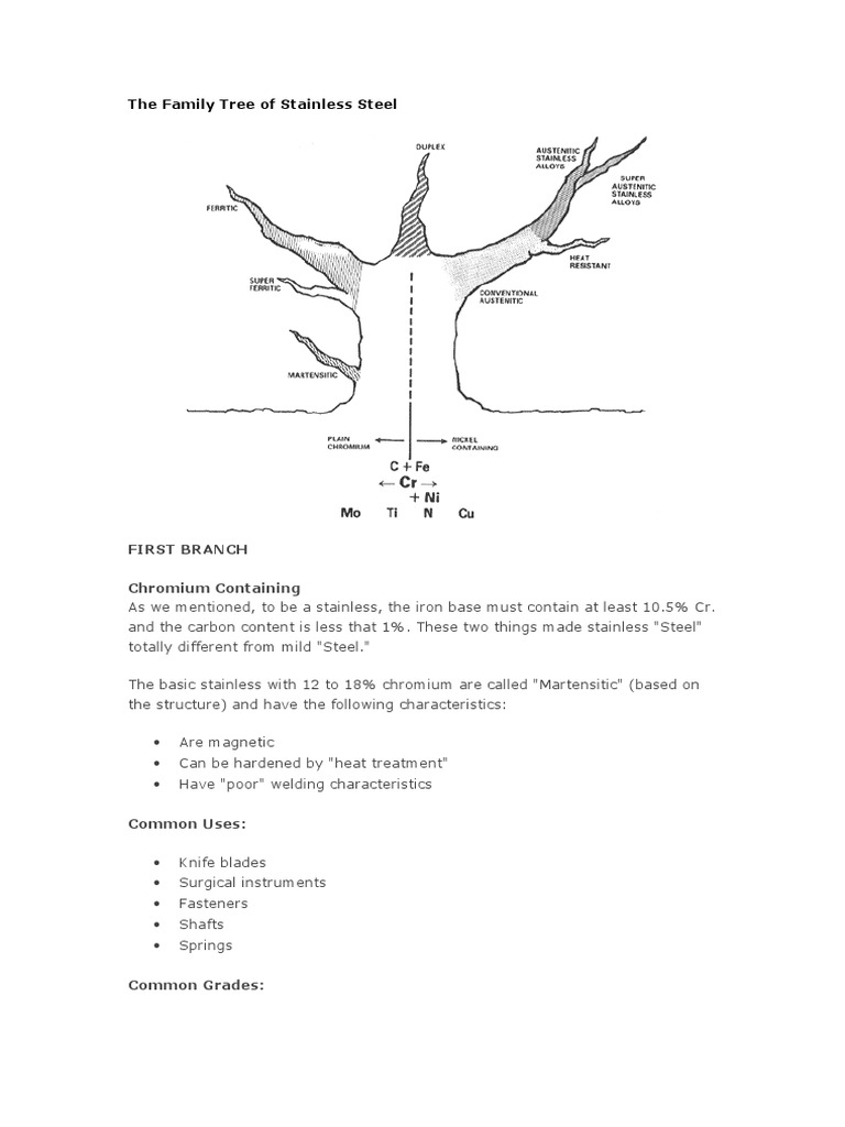 Stainless Steel Family Tree Overview | PDF | Stainless Steel | Steel