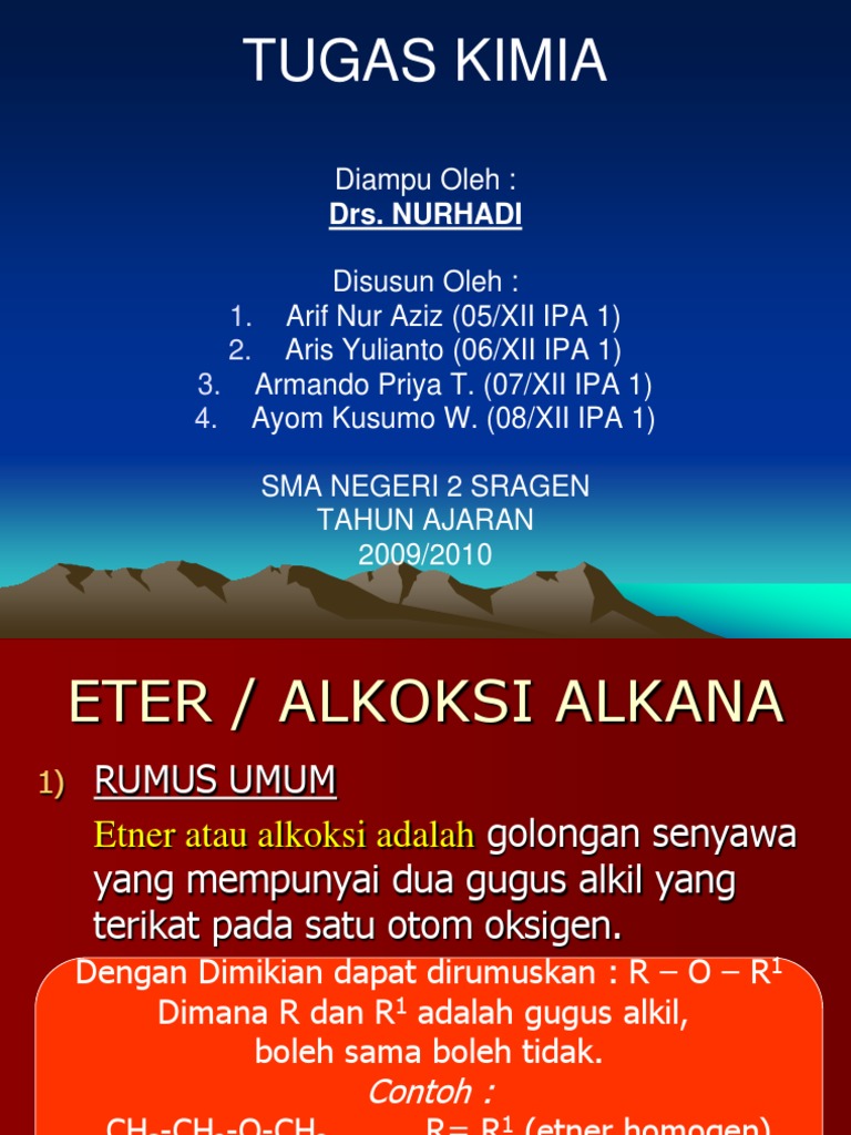Presentasi Eter Atau Alkoksi Alkana