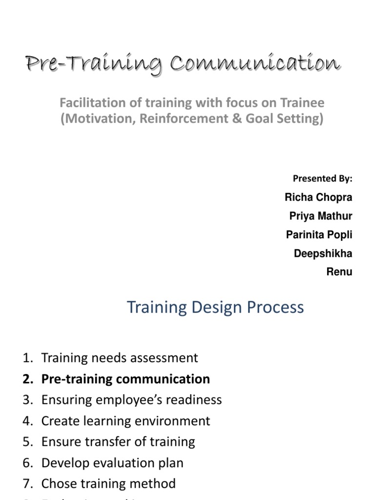 Pre-Training Communication Strategies | PDF | Motivation | Motivational
