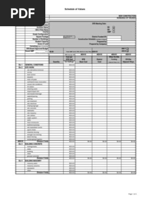 Cost Breakdown Sheet