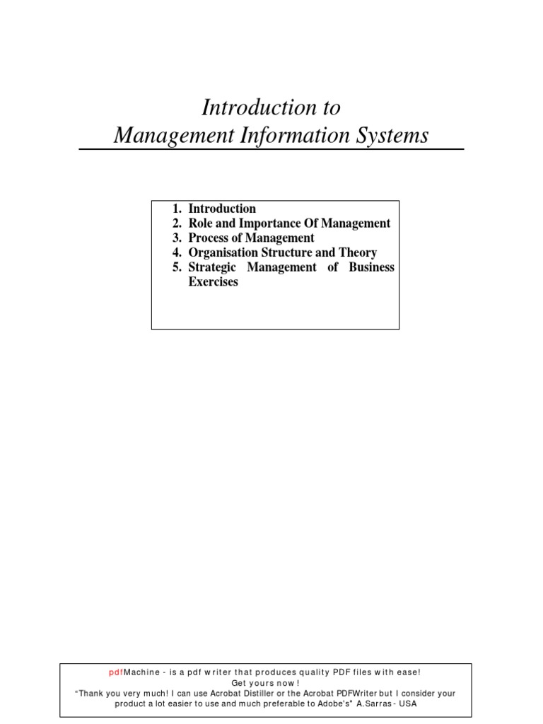 Introduction To Management Information Systems | PDF | System ...