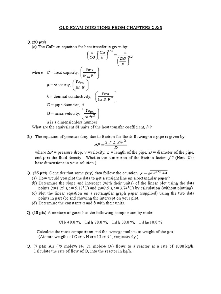 Old Exam Questions From Chapters 2 & 3 | PDF