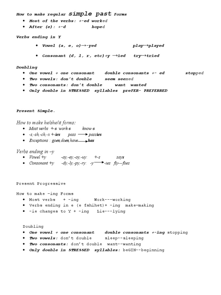 Simple Past and Present Tense Forms | PDF