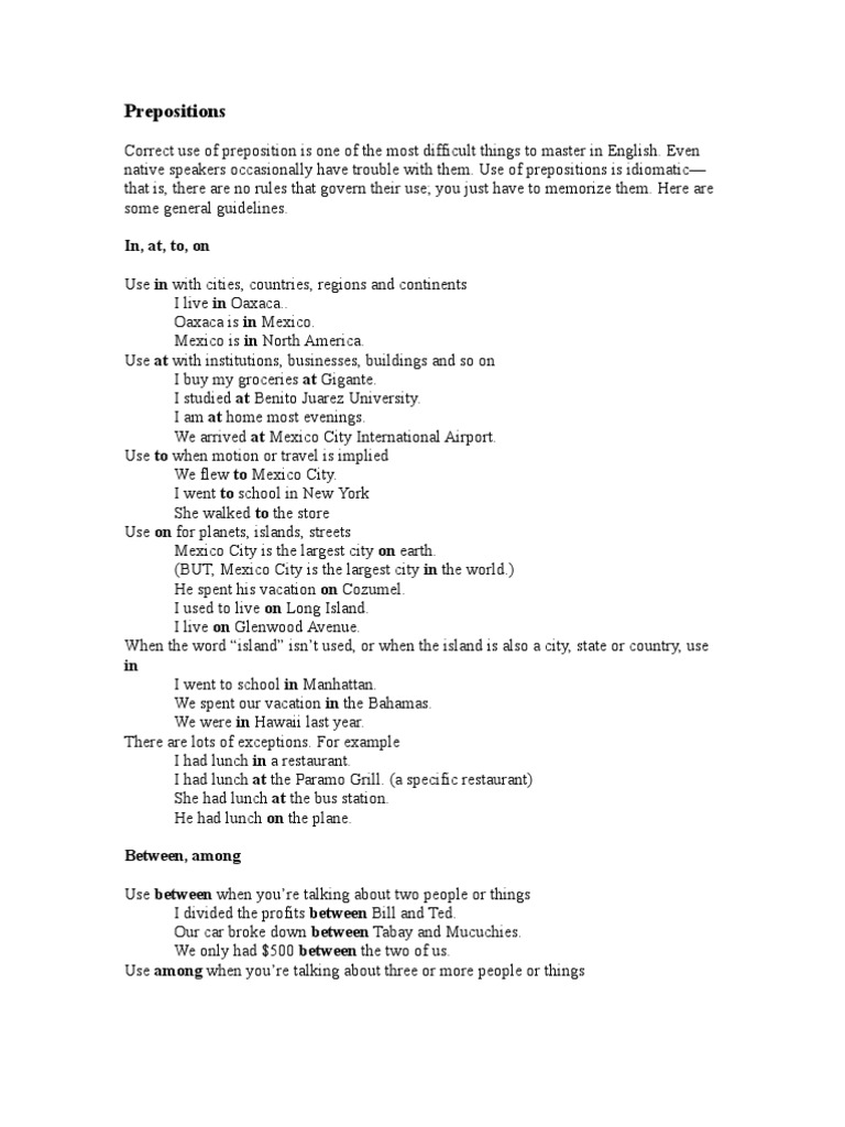 Mastering English Prepositions Guide | PDF | Foreign Language Studies ...