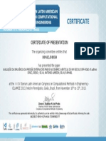 Certificate for Presentation on Vehicle Dynamics at CILAMCE 2013