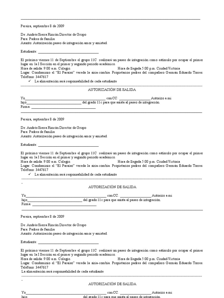 AUTORIZACIONES PASEO