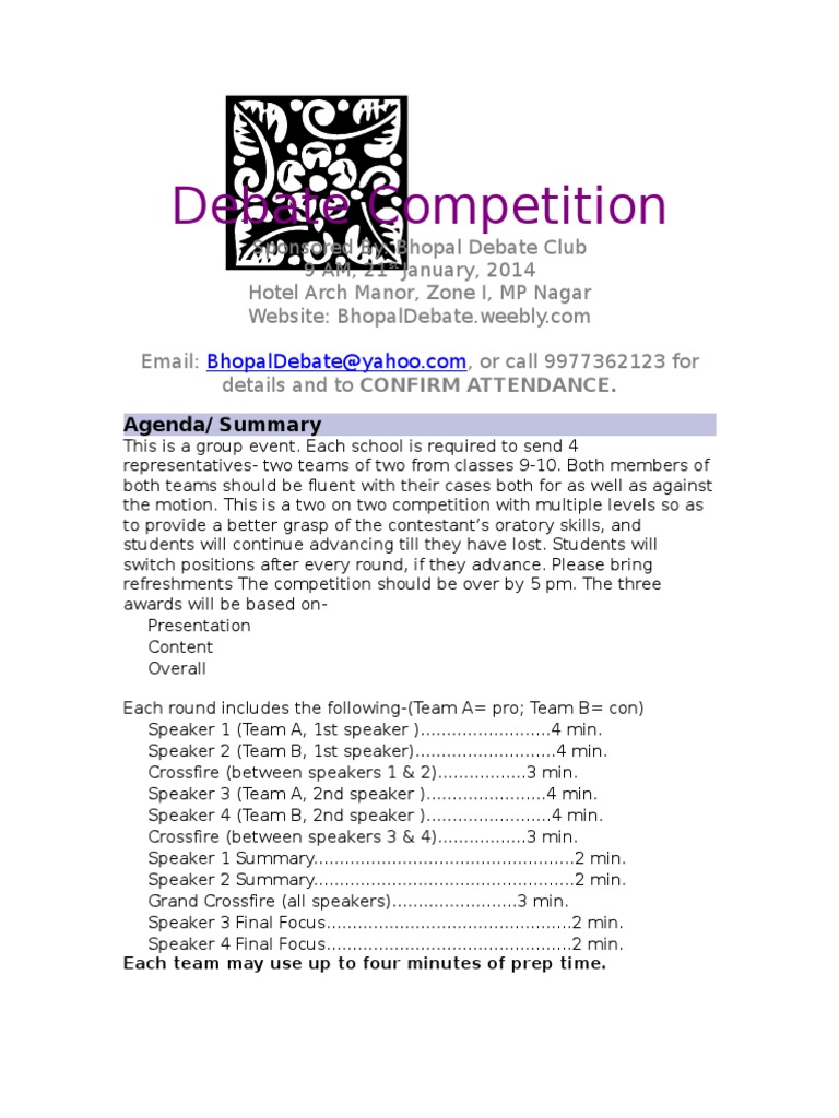 Bhopal Debate Competition Details | PDF