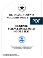 8 Science (Super Quiz) Formatted Sample Test Ans Key