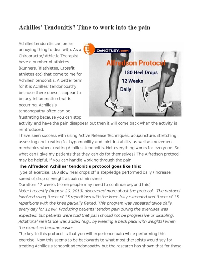 Alfredson Protocol for Achilles Tendonitis | PDF | Pain | Clinical Medicine