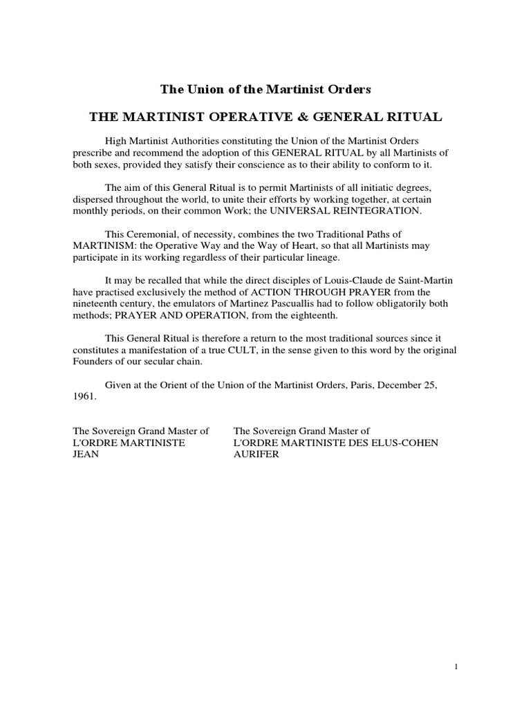 Martinist General Ritual Overview | PDF