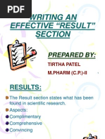 Writing An Effective "Result" Section: Prepared by