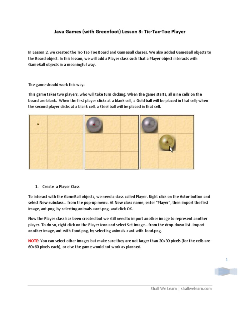 Java Games Lesson3: Tic-Tac-Toe Player | PDF | Inheritance (Object ...